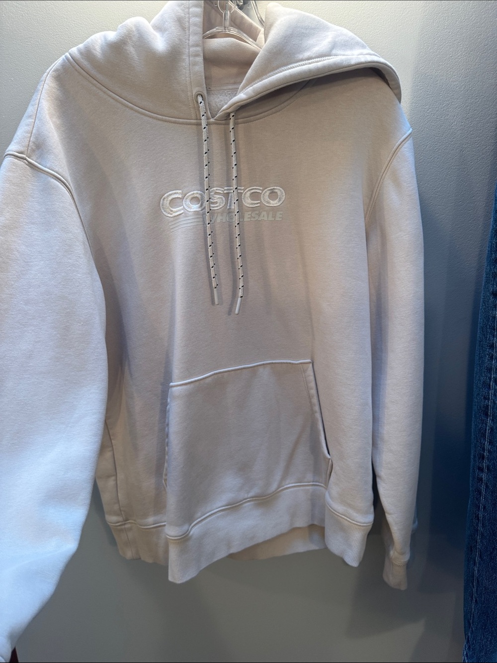 Kirkland Signature Cream Embroidered Costco Hoodie